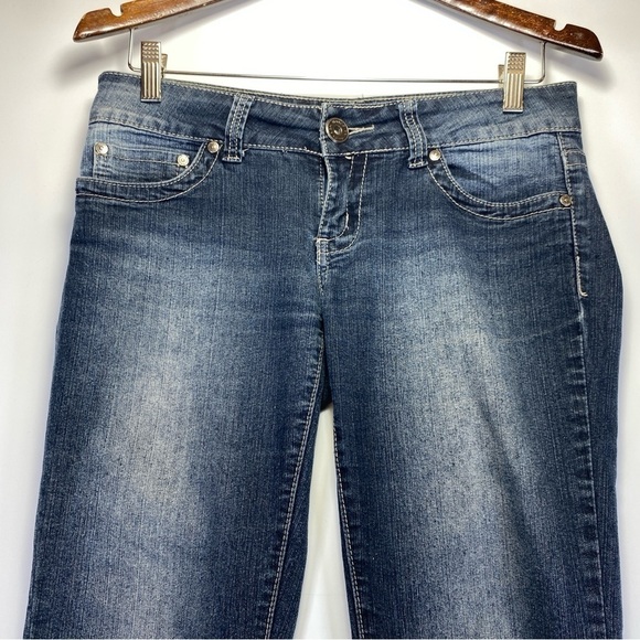 VINTAGE Bongo Jeans Womens Size 7 Blue Low Rise Button Zip Flared Denim Y2K - Picture 5 of 10
